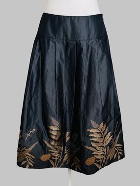 Juliana Collezione Gray Gold Embroidered Midi Skirt Size 8